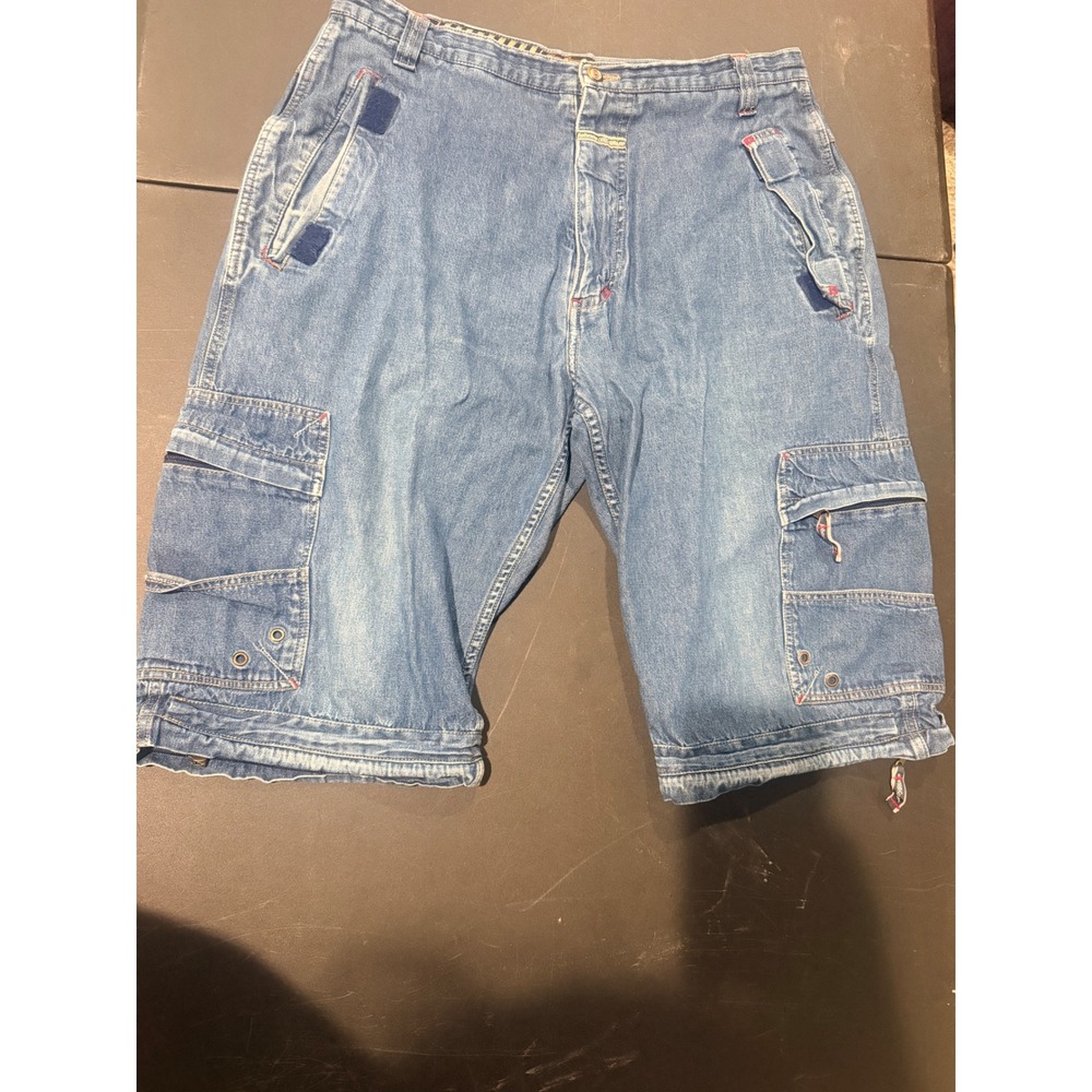 Y2K Johnny Blaze Denim Cargo Shorts Mens 36 Baggy Hip Hop Streetwear Gorpcore